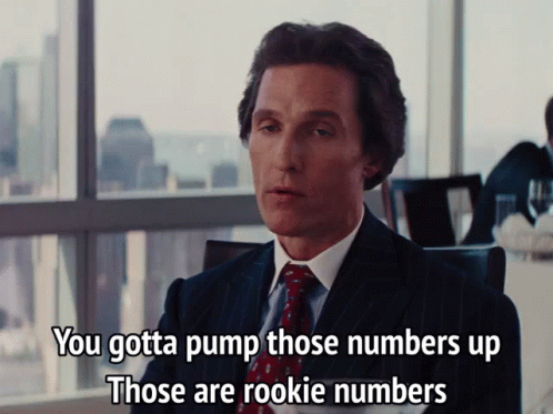 A Man In A Suit And Tie Says You Gotta Pump Those Numbers Up GIF