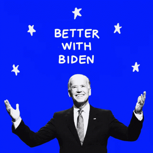 Man In Suit And Tie With Better With Biden Background GIF