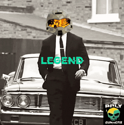 A Man In A Suit And Tie Stands In Front Of A Car With The Word Legend On It GIF