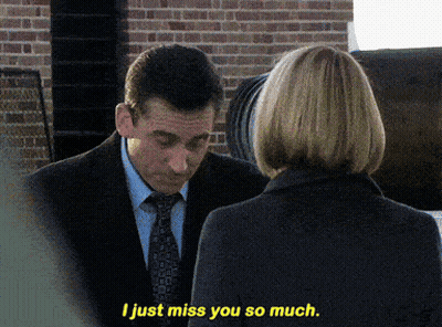 A Man In A Suit And Tie Talking To A Woman Who Says I Just Miss You So Much GIF