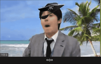 A Man In A Suit And Tie Wearing A Pirate Hat And Eye Patch GIF