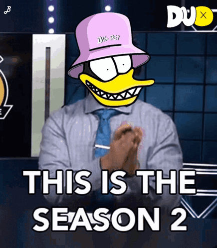 Man In Suit And Tie With Cartoon Duck GIF