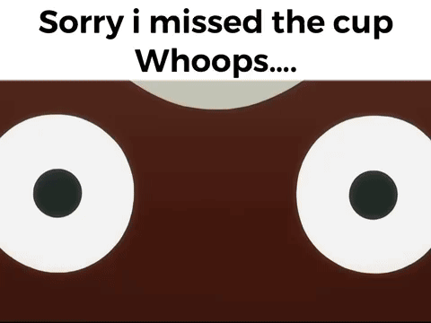 A Man In A Suit And Tie With A Cup On His Head And The Words Sorry I Missed The Cup Whoops GIF