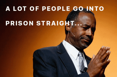 A Man In A Suit And Tie With A Microphone In His Ear And The Words " A Lot Of People Go Into Prison Straight " GIF