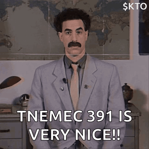 A Man In A Suit And Tie With A Mustache Says Tnemec 1391 Is Very Nice GIF