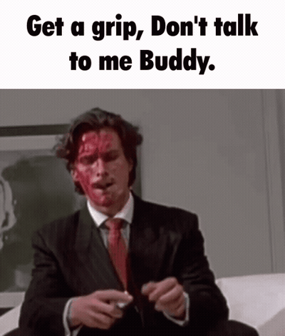 A Man In A Suit And Tie With Blood On His Face Says Get A Grip , Don 'T Talk GIF