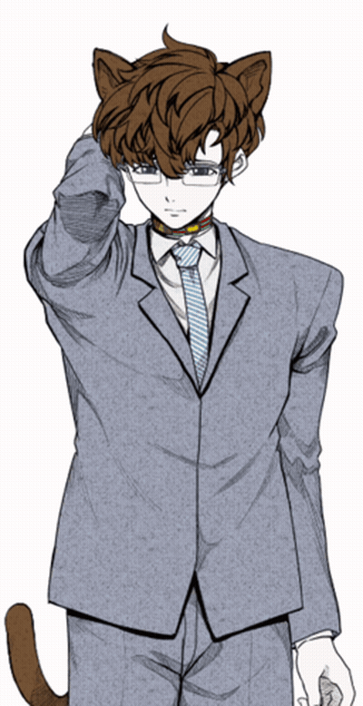 A Man In A Suit And Tie With Cat Ears GIF