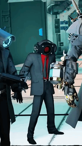 A Man In A Suit And Tie With Headphones On His Head GIF