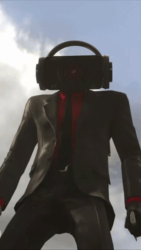 A Man In A Suit And Tie With Headphones On His Head Holds A Knife GIF