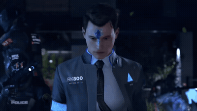 A Man In A Suit And Tie With Rk800 Written On His Chest GIF