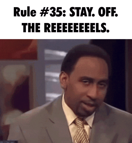 A Man In A Suit And Tie With Rule # 35 Written Above Him GIF