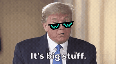 A Man In A Suit And Tie With Sunglasses On Says It 'S Big Stuff GIF