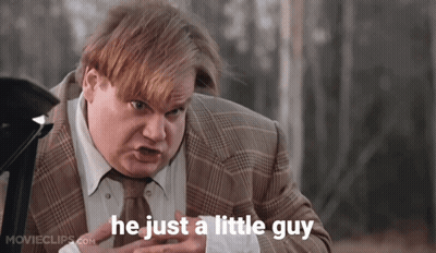 A Man In A Suit And Tie With The Words He Just A Little Guy Above Him GIF