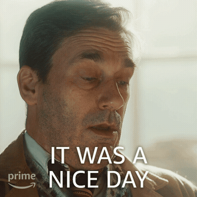 A Man In A Suit And Tie With The Words It Was A Nice Day On The Bottom GIF