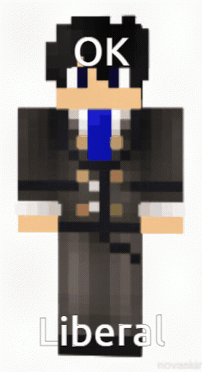 A Man In A Suit And Tie With The Words Ok Liberal On His Face GIF