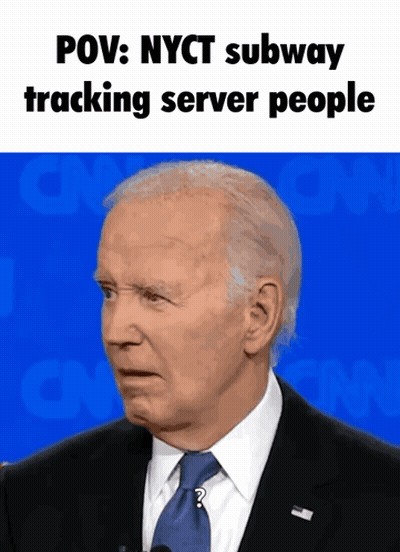 A Man In A Suit And Tie With The Words Pov Nyct Subway Tracking Server People Above Him GIF