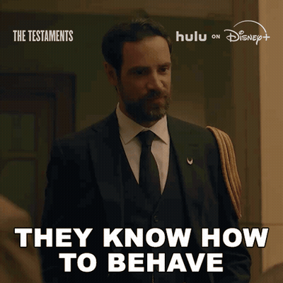 A Man In A Suit And Tie With The Words " They Know How To Behave " GIF