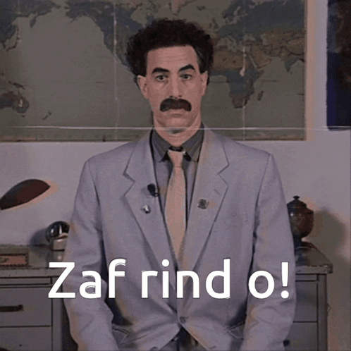 A Man In A Suit And Tie With The Words Zaf Rind O GIF