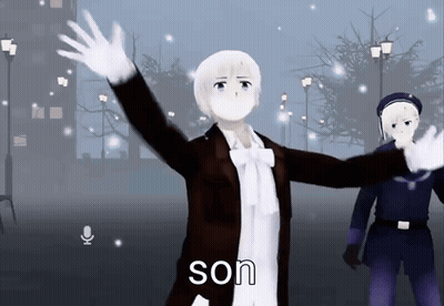 A Man In A Suit And White Gloves Says Son In A Video GIF