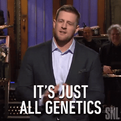 A Man In A Suit And White Shirt Says It 'S Just All Genetics GIF