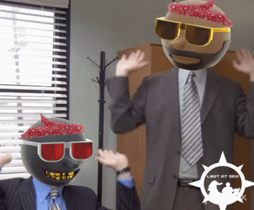 A Man In A Suit Has A Bandana On His Head And Sunglasses GIF