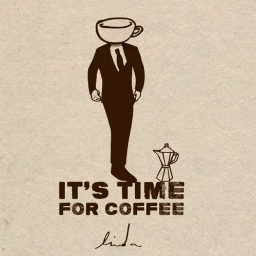 A Man In A Suit Has A Cup Of Coffee Instead Of His Head GIF