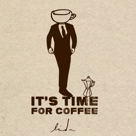 A Man In A Suit Has A Cup Of Coffee Instead Of His Head GIF