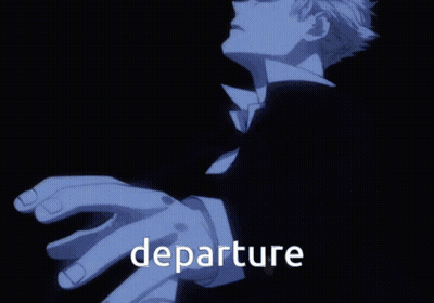 A Man In A Suit Has The Word Departure Written On His Arm GIF
