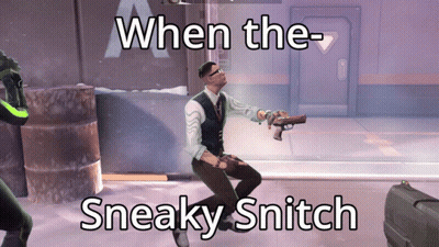 A Man In A Suit Holding A Gun With The Caption When The Sneaky Snitch On The Bottom GIF