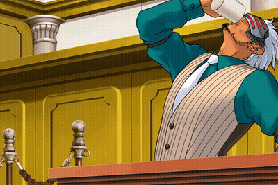 A Man In A Suit Is Drinking From A Cup GIF