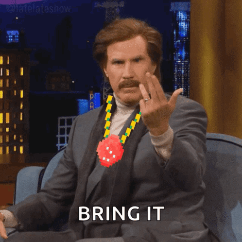 A Man In A Suit Is Giving The Middle Finger And The Word Bring It Is On The Bottom Right GIF