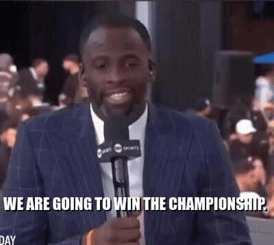 A Man In A Suit Is Holding A Microphone And Saying " We Are Going To Win The Championship " GIF