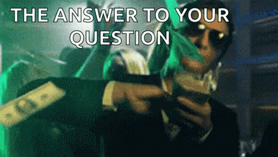 A Man In A Suit Is Holding A Stack Of Money And Says The Answer To Your Question .. GIF