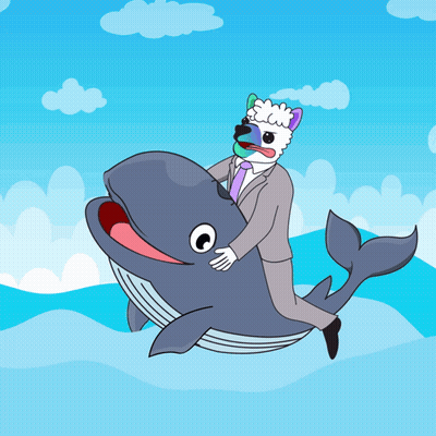 A Man In A Suit Is Riding A Whale In The Ocean GIF