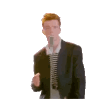 A Man In A Suit Is Singing Into A Microphone . Sticker