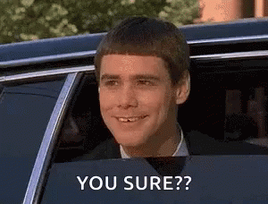 A Man In A Suit Is Sitting In A Car With The Words `` You Sure '' Written On The Screen . GIF