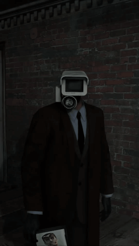 A Man In A Suit Is Standing In Front Of A Toilet GIF