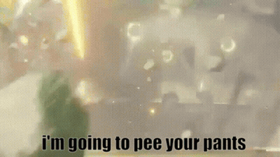 A Man In A Suit Is Standing In Front Of A Tree And Saying `` I 'M Going To Pee Your Pants '' GIF