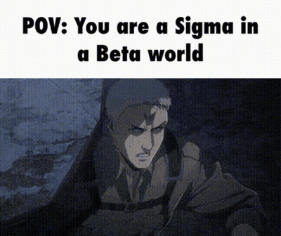 A Man In A Suit Is Standing In Front Of A Wall With The Words `` You Are A Sigma In A Beta World '' GIF