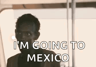 A Man In A Suit Is Standing In Front Of A Window And Says `` I 'M Going To Mexico '' . GIF