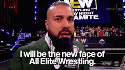 A Man In A Suit Is Talking Into A Microphone While Standing In Front Of A Crowd . GIF