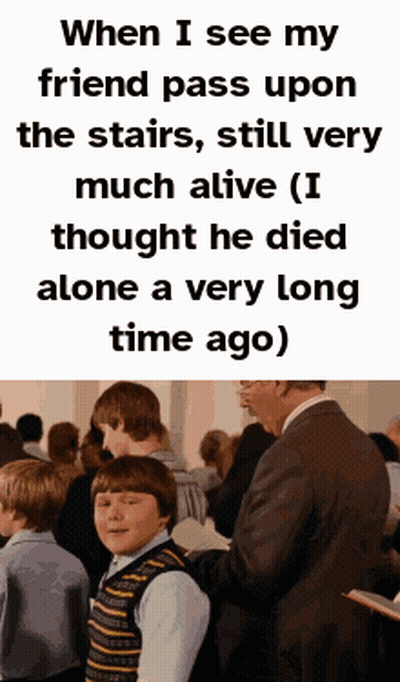 A Man In A Suit Is Talking To A Boy In A Crowd GIF