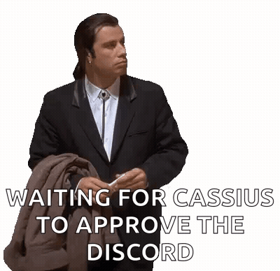 A Man In A Suit Is Waiting For Cassius To Approve The Discord . GIF