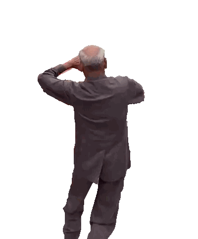 A Man In A Suit Is Walking With His Hands Behind His Back Sticker