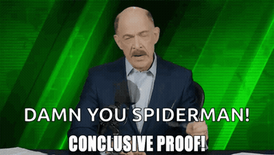 A Man In A Suit Says " Damn You Spiderman " On A Green Background GIF