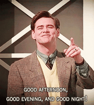 A Man In A Suit Says Good Afternoon And Good Evening GIF