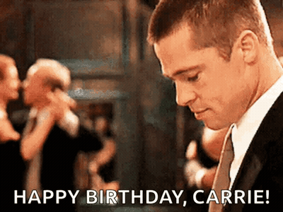 A Man In A Suit Says Happy Birthday Carrie GIF
