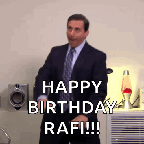 A Man In A Suit Says Happy Birthday Rafi !!! GIF