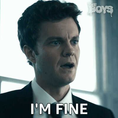 A Man In A Suit Says I 'M Fine In Front Of A Window GIF