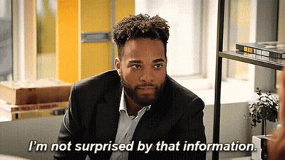 A Man In A Suit Says " I 'M Not Surprised By That Information . " GIF